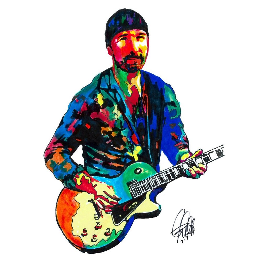The Edge U2 Guitar Rock Music Print Poster Wall Art 18x24